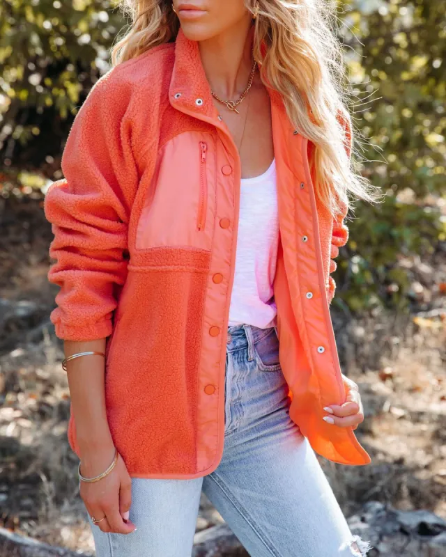 Cabin Pocketed Fleece Jacket - Coral - FINAL SALE sold by Vici