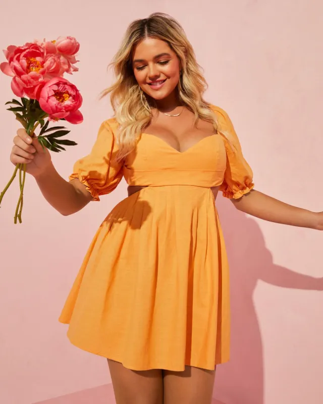 Micah Cotton Puff Sleeve Lace Back Mini Dress sold by Vici