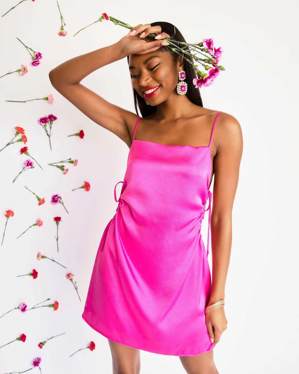 Tickled Side Cut Out Ruched Mini Dress - Pink - FINAL SALE sold by Vici product image thumbnail 7
