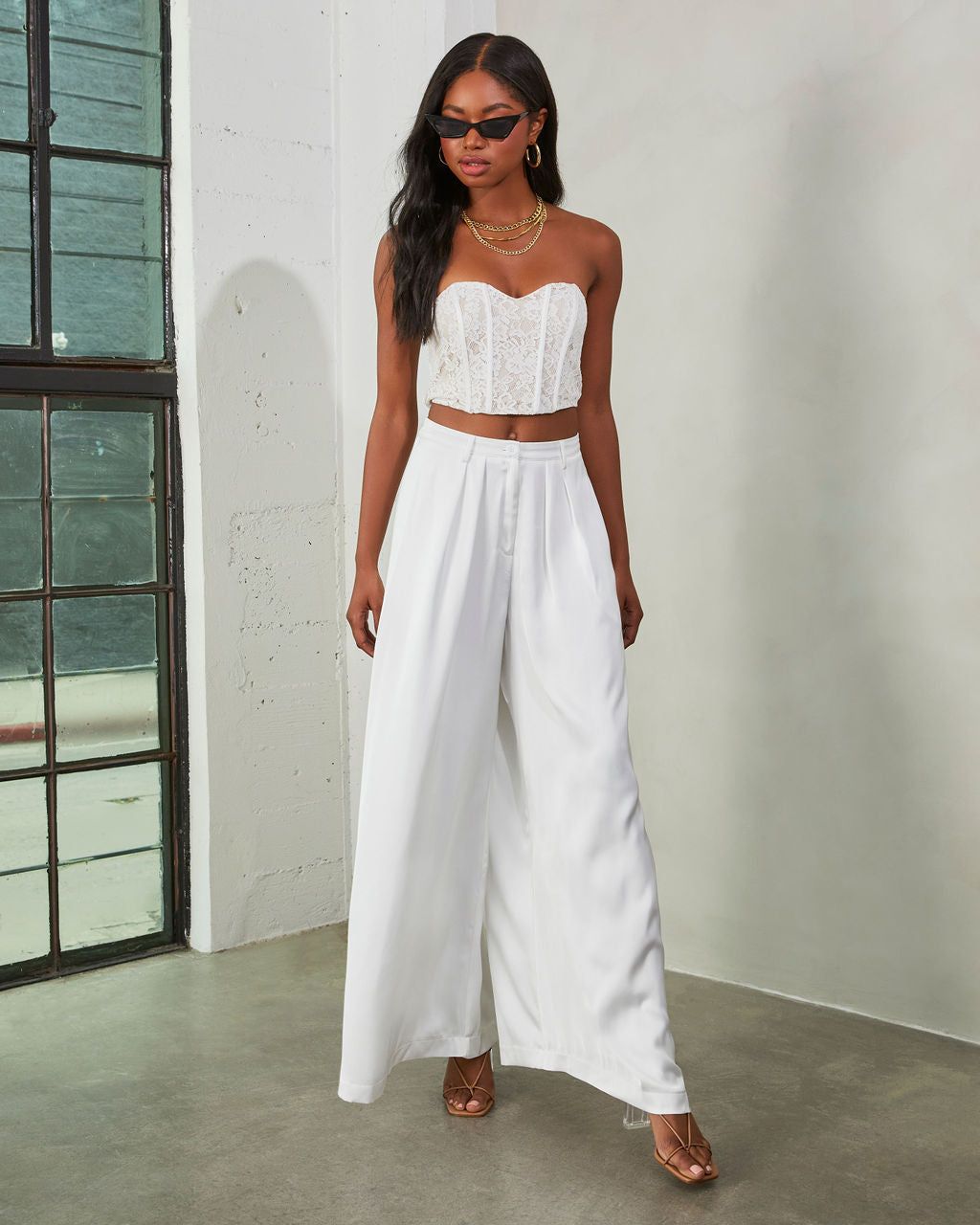 Slidell Strapless Lace Crop Top - White/Nude - FINAL SALE sold by Vici product image thumbnail 7