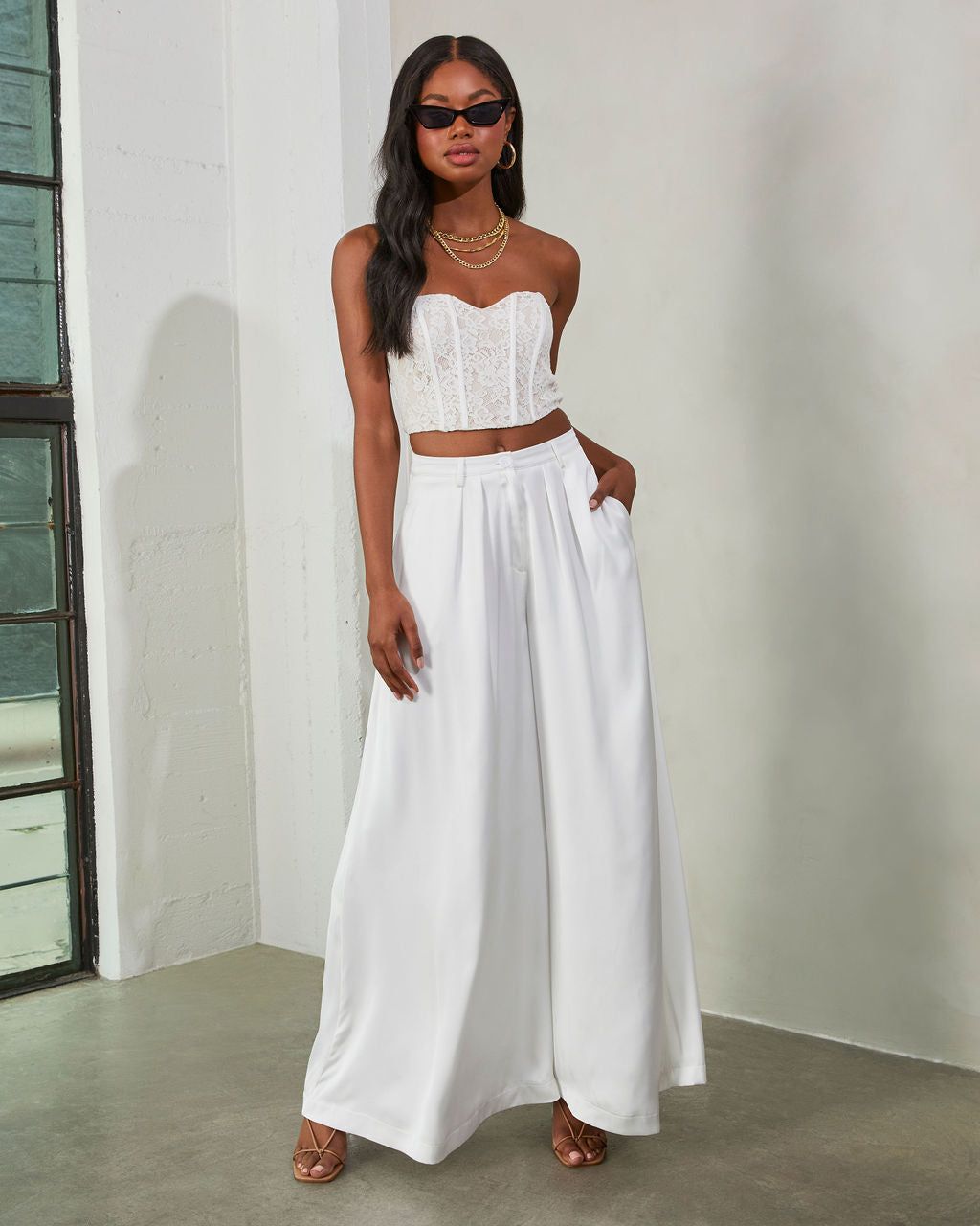 Slidell Strapless Lace Crop Top - White/Nude - FINAL SALE sold by Vici product image thumbnail 5