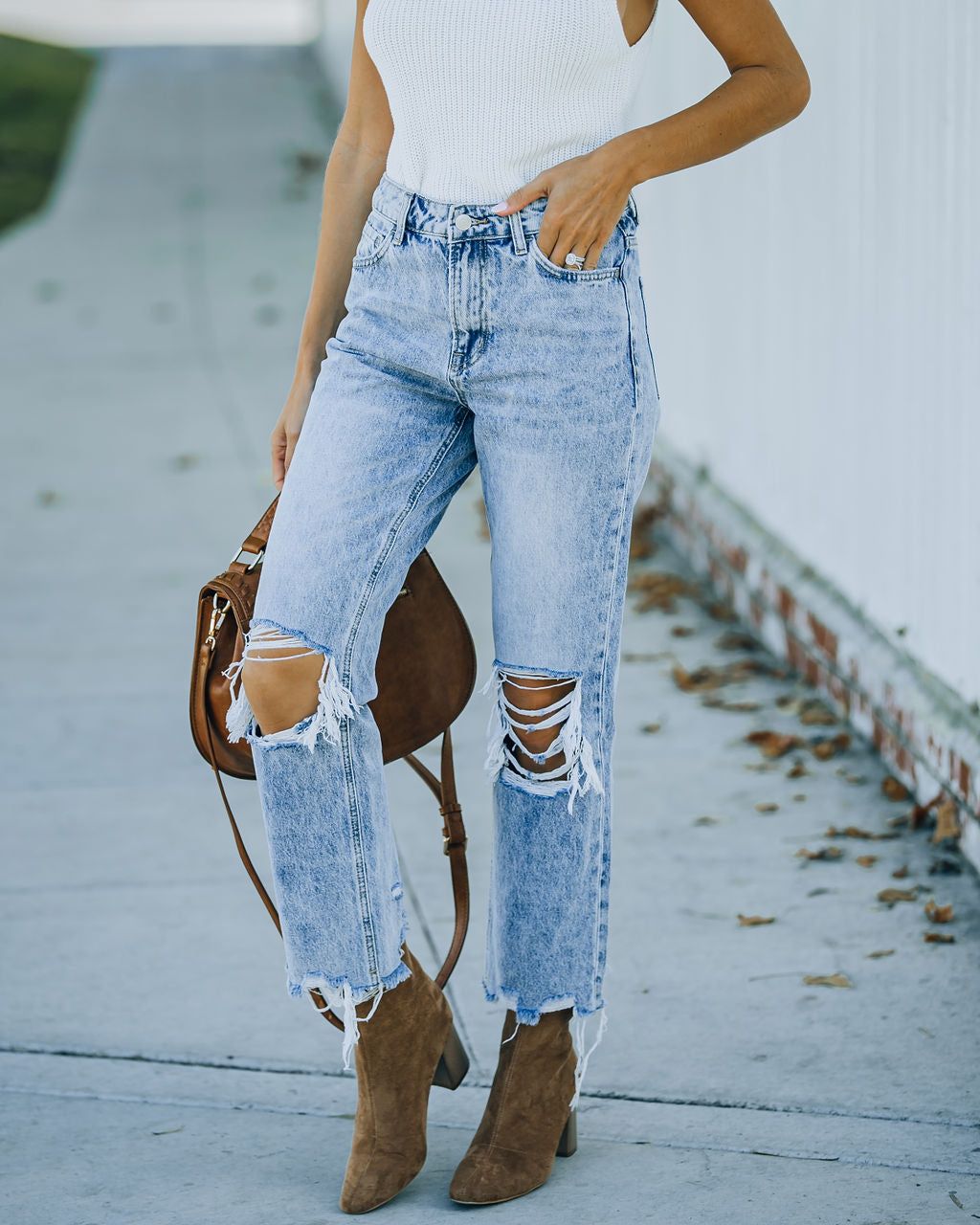 Jonah High Rise Distressed Straight Leg Denim sold by Vici product image thumbnail 4