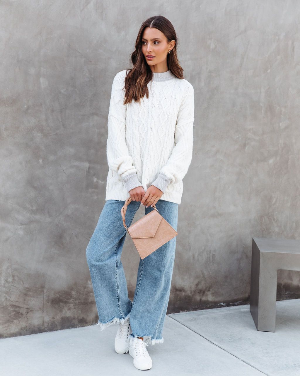 Charlotte Cable Knit Sweater - Cream/Grey - FINAL SALE sold by Vici product image thumbnail 3