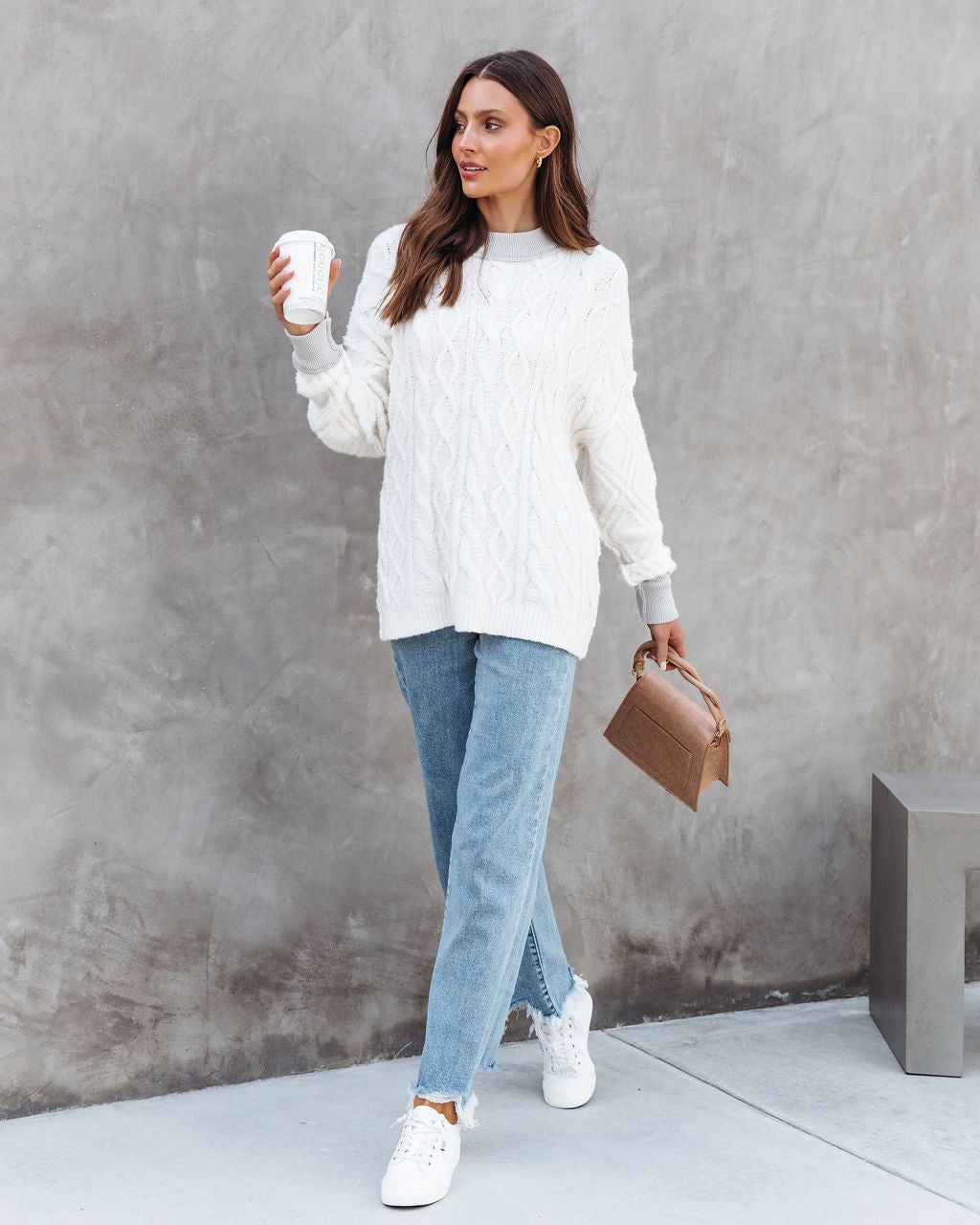 Charlotte Cable Knit Sweater - Cream/Grey - FINAL SALE sold by Vici product image thumbnail 6