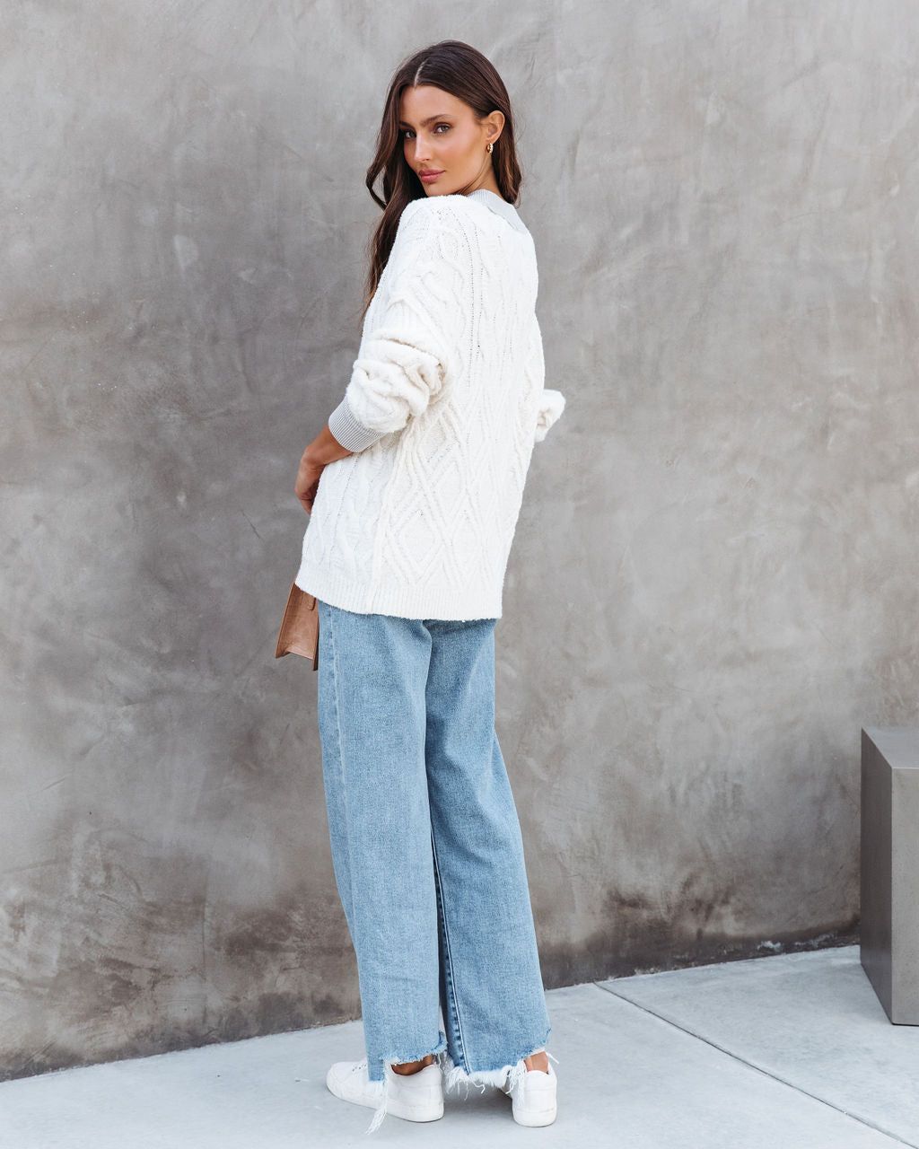 Charlotte Cable Knit Sweater - Cream/Grey - FINAL SALE sold by Vici product image thumbnail 4