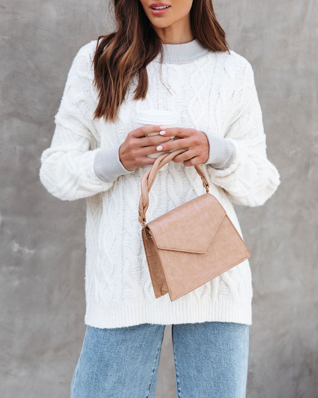 Charlotte Cable Knit Sweater - Cream/Grey - FINAL SALE sold by Vici product image thumbnail 2