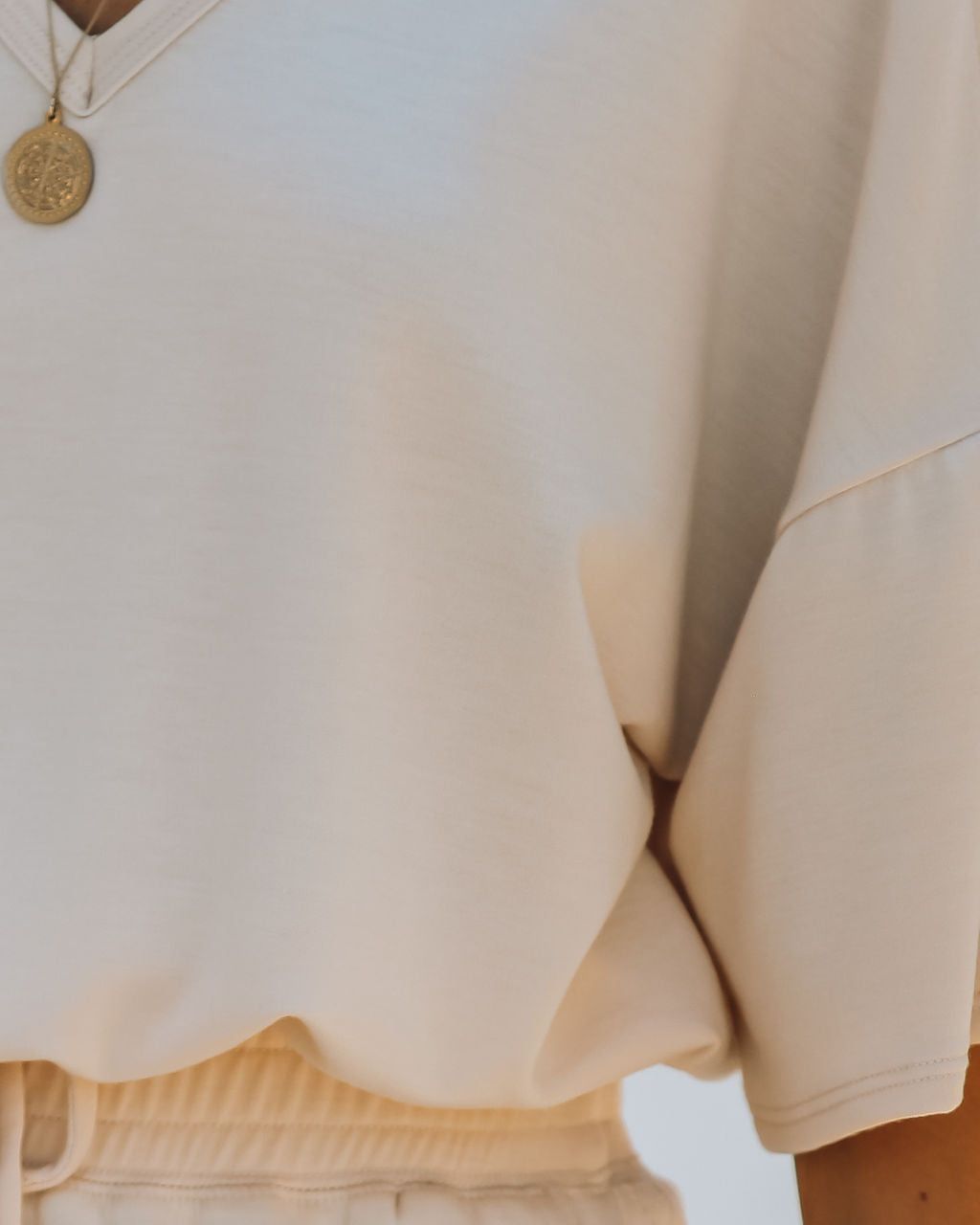 Clayton Knit Drawstring Top - Sand - FINAL SALE sold by Vici product image thumbnail 4