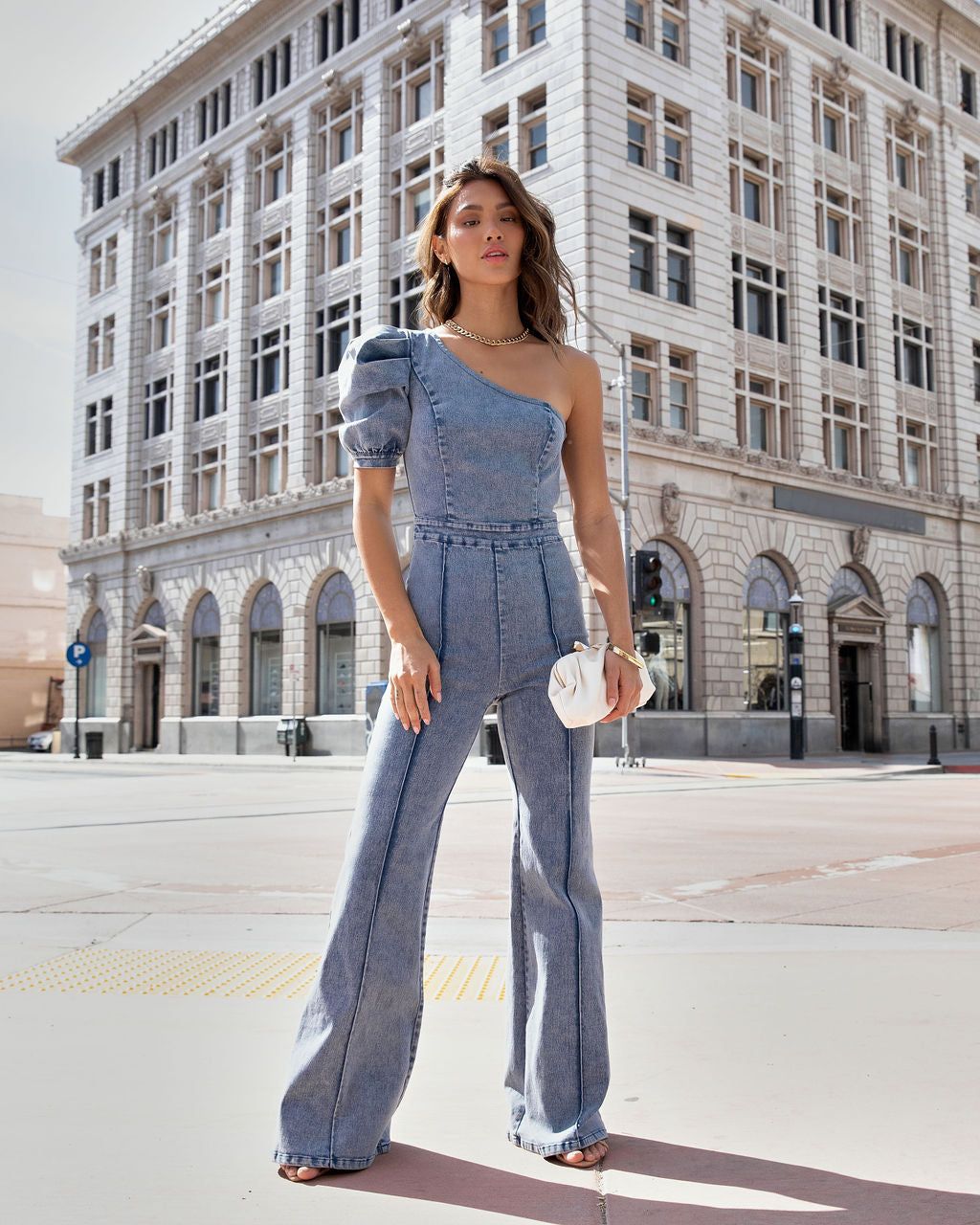 Stand Out Type One Shoulder Acid Wash Jumpsuit - FINAL SALE sold by Vici product image thumbnail 3