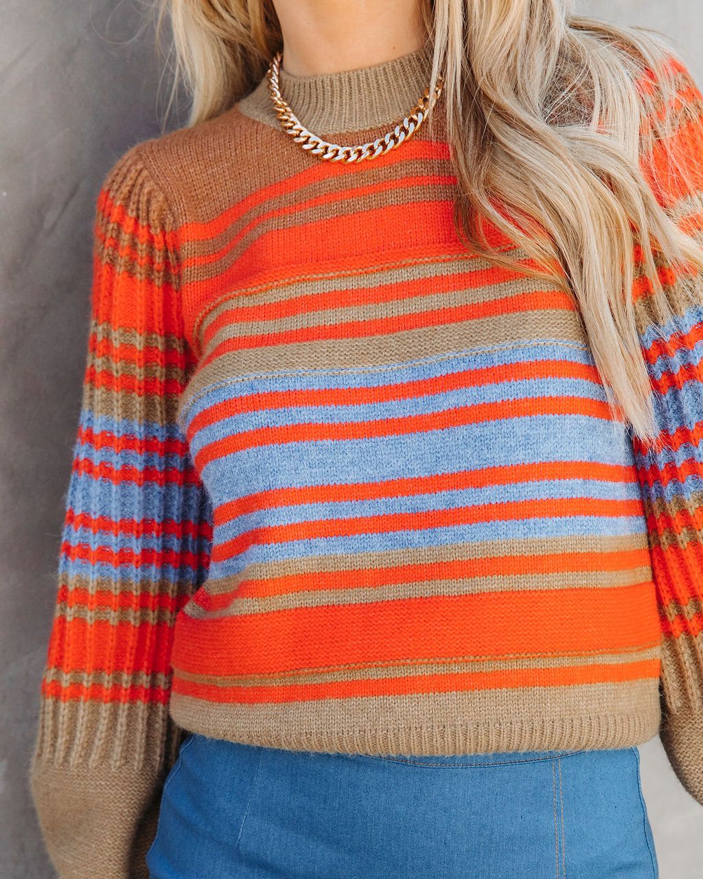 Freddy Knit Striped Balloon Sleeve Sweater sold by Vici product image thumbnail 2