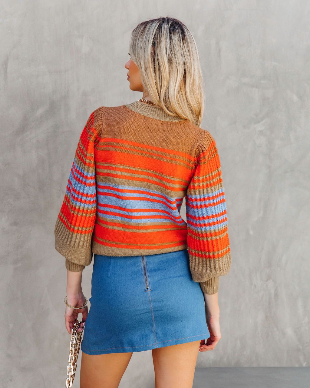 Freddy Knit Striped Balloon Sleeve Sweater sold by Vici product image thumbnail 4