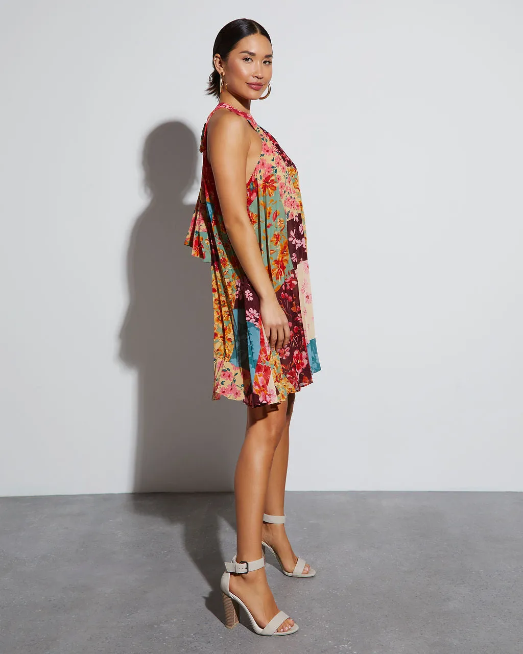 Spring Awakening Mock Neck Pleated Mini Dress sold by Vici product image thumbnail 3