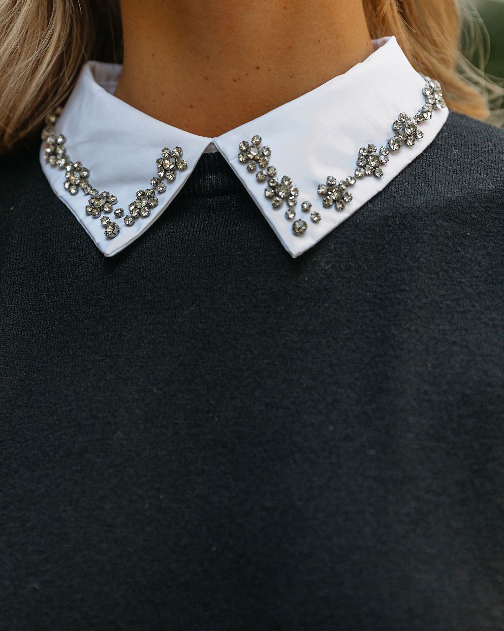 Fiona Puff Sleeve Embellished Collar Top - Black - FINAL SALE sold by Vici product image thumbnail 4