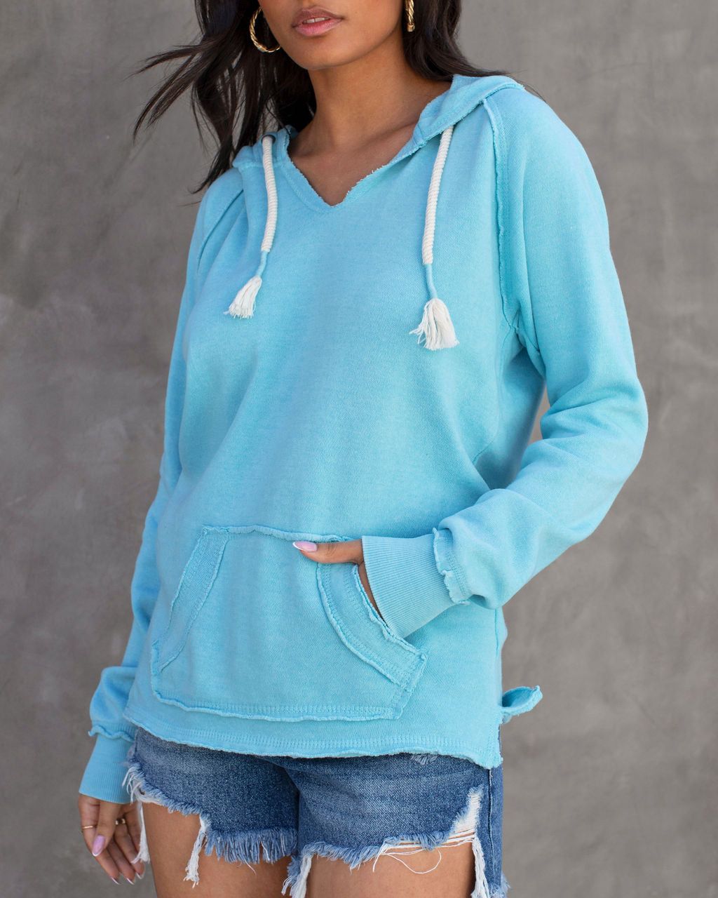 Boyfriend Cotton Blend Pocketed Washed Hoodie sold by Vici