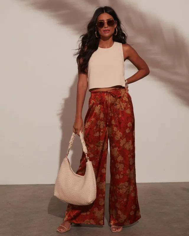 Easy Does It High Waisted Floral Print Pants made by Vici