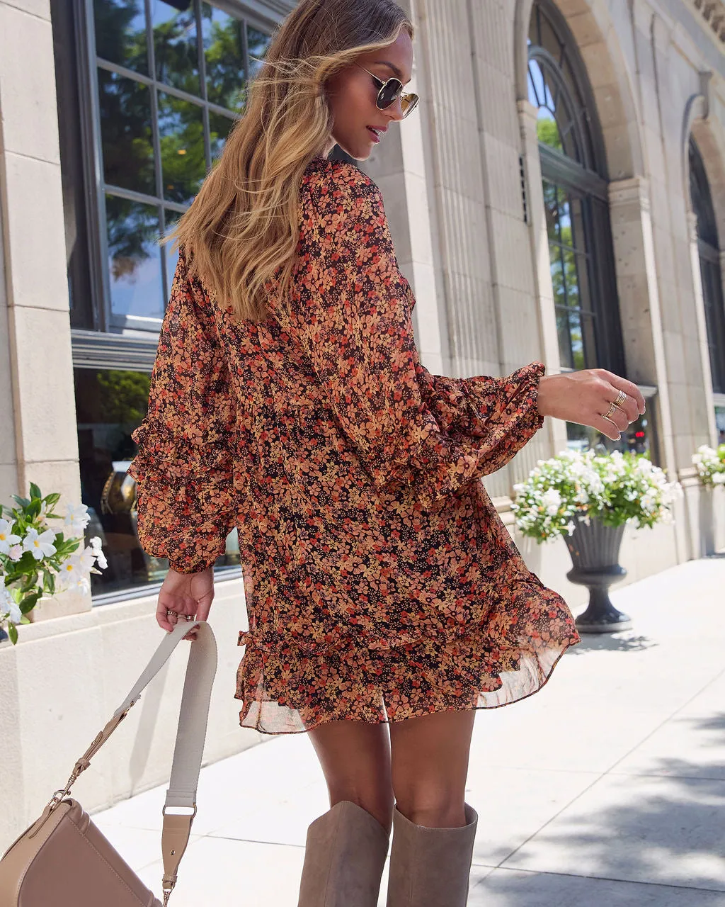 Flower Maze Tiered Floral Ruffle Mini Dress sold by Vici product image thumbnail 4