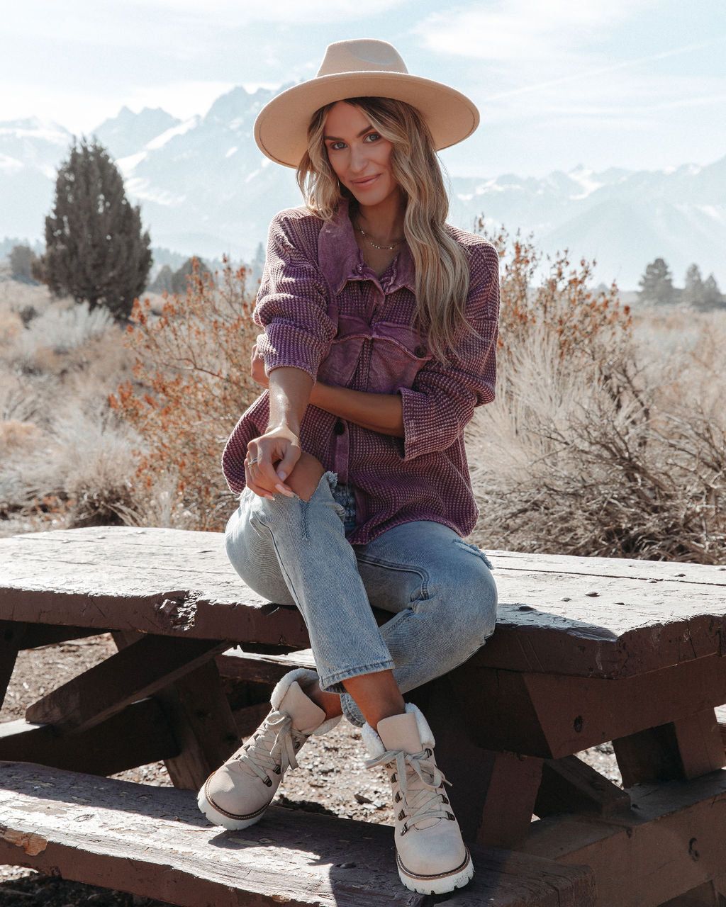 Allister Cotton Thermal Shacket - Burgundy - FINAL SALE sold by Vici product image thumbnail 7