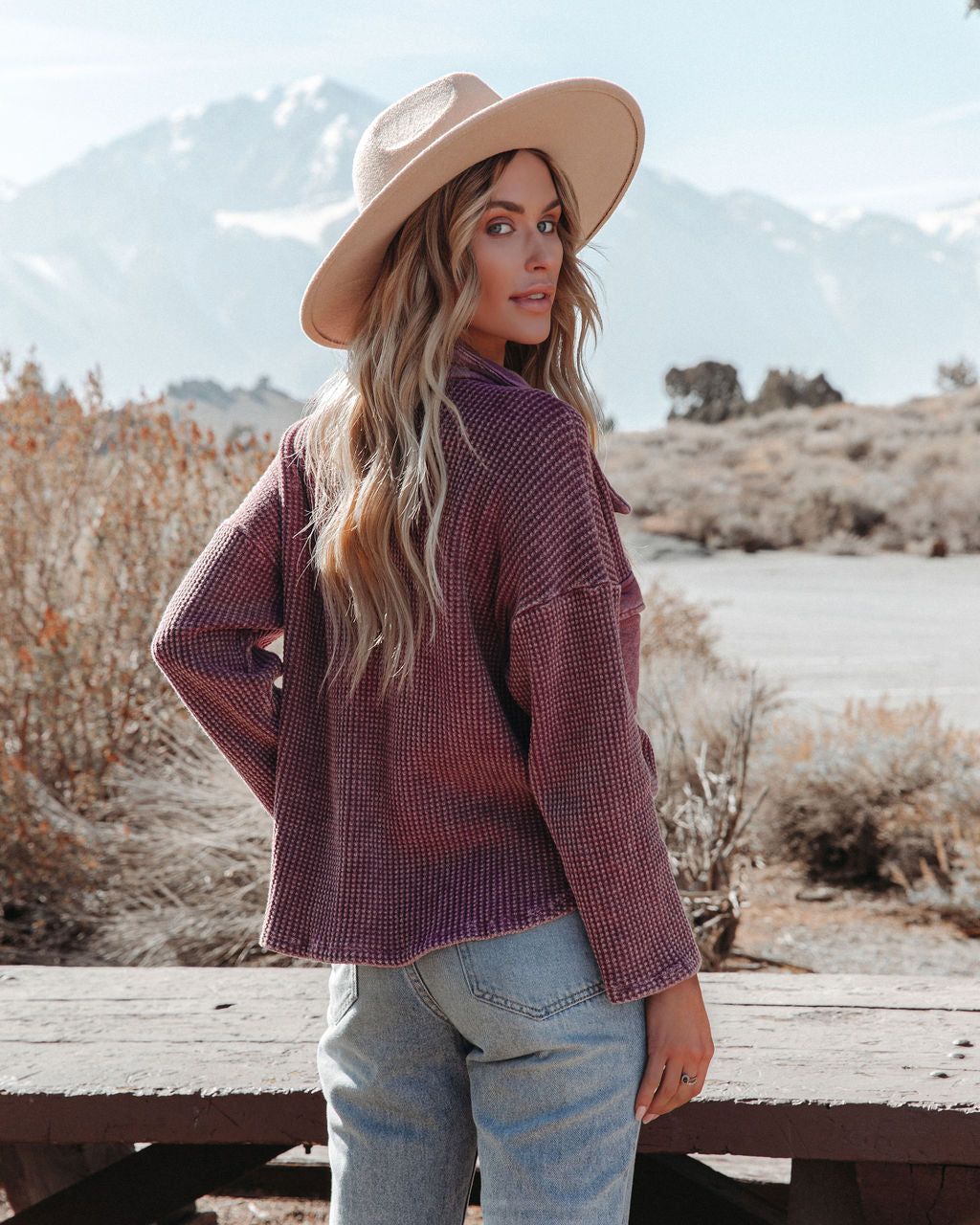 Allister Cotton Thermal Shacket - Burgundy - FINAL SALE sold by Vici product image thumbnail 2