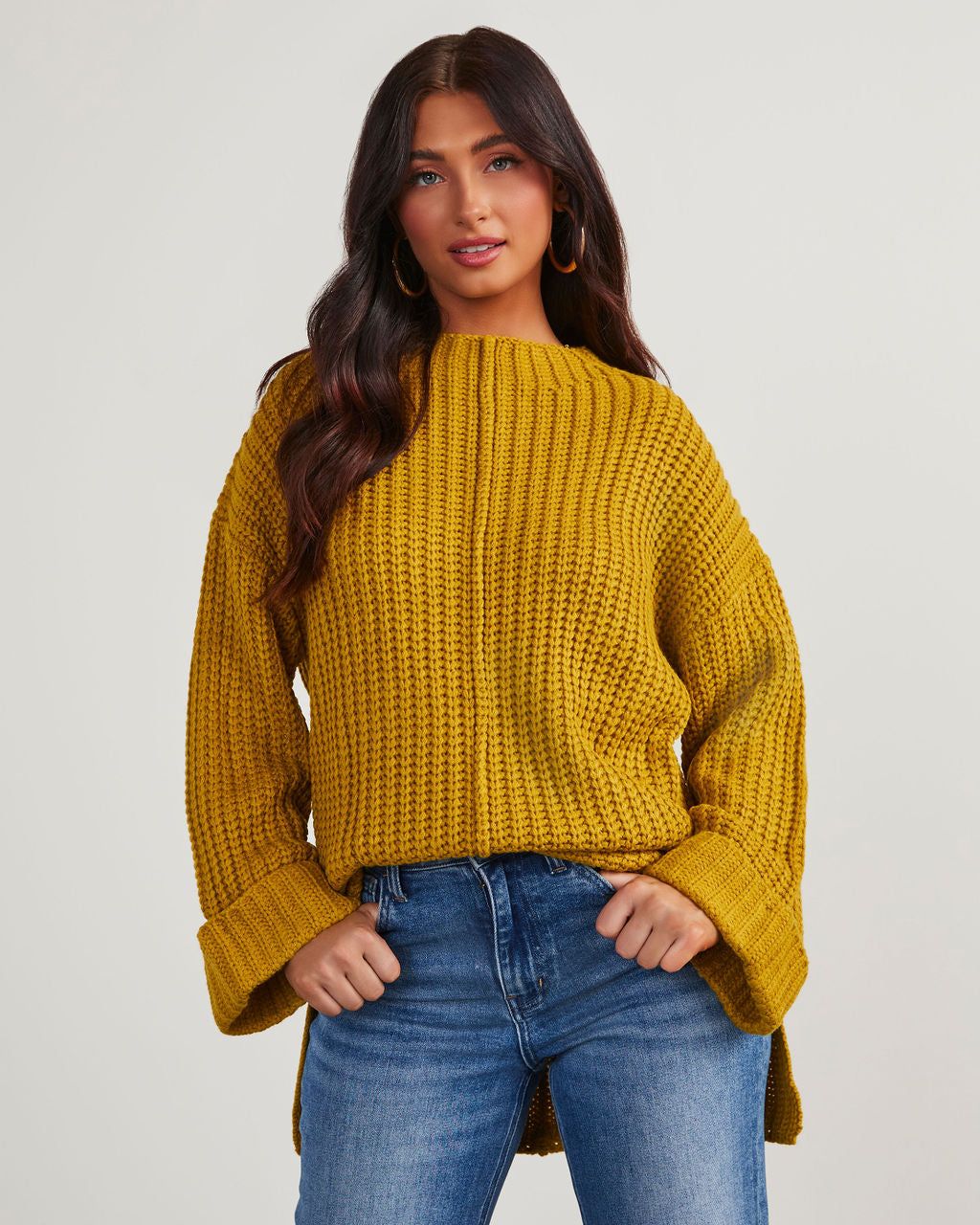 Doherty Relaxed Tunic Sweater - Mustard sold by Vici product image thumbnail 2