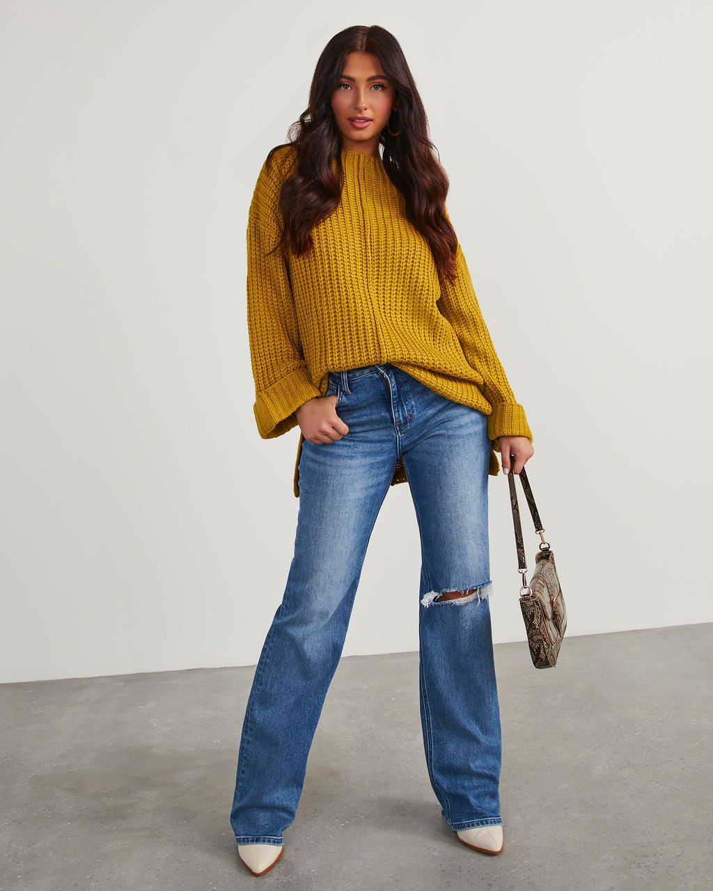 Doherty Relaxed Tunic Sweater - Mustard sold by Vici product image thumbnail 5