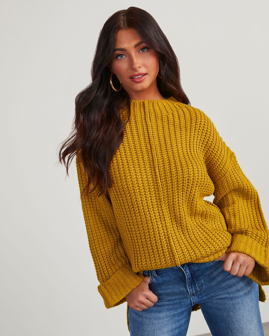 Doherty Relaxed Tunic Sweater - Mustard sold by Vici product image thumbnail 6