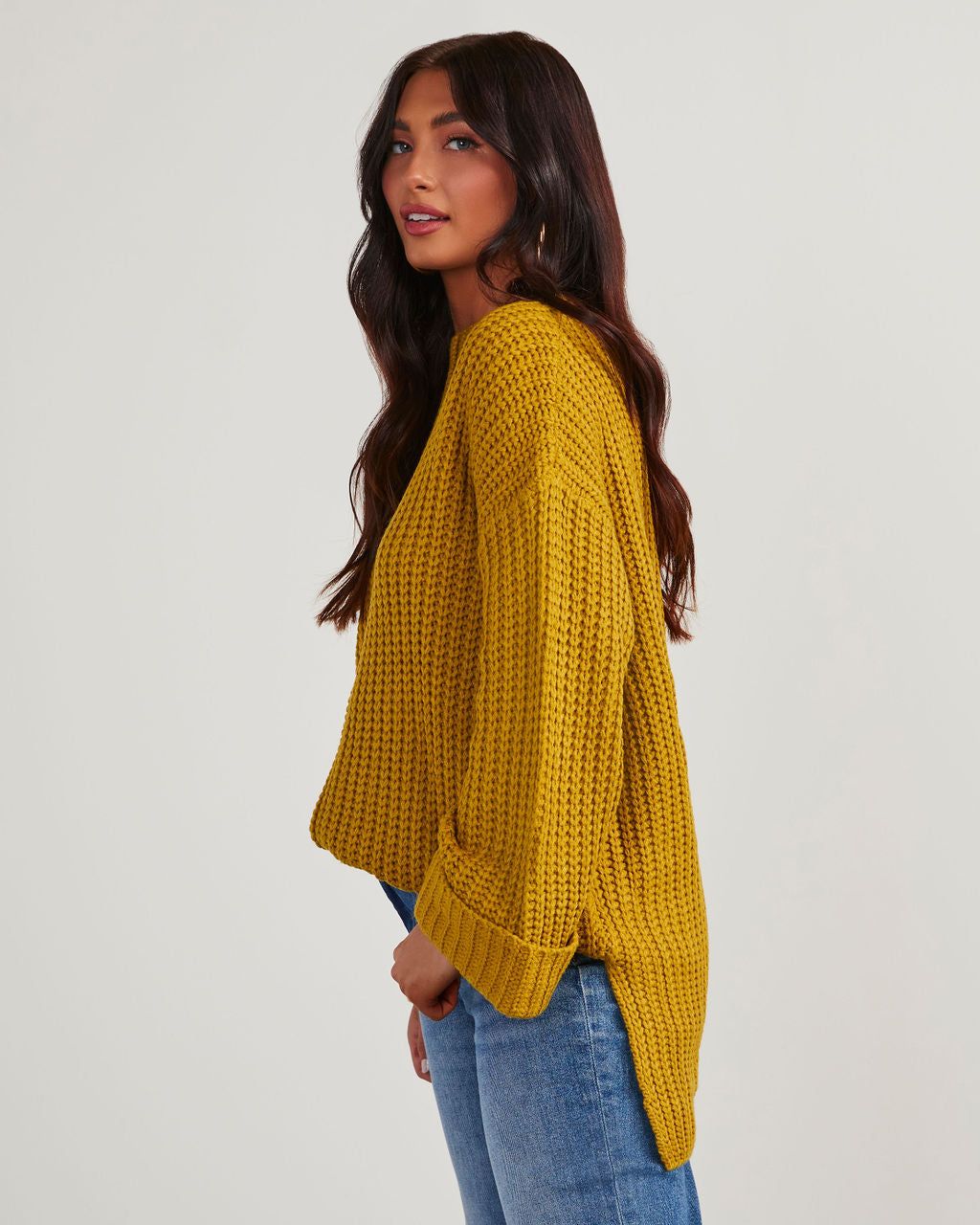Doherty Relaxed Tunic Sweater - Mustard sold by Vici product image thumbnail 3