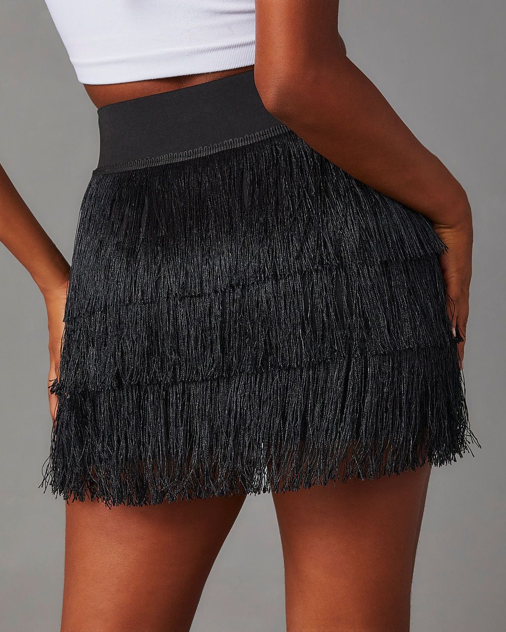 Giuseppe Fringe Trim Mini Skirt - Black - SALE sold by Vici product image thumbnail 4
