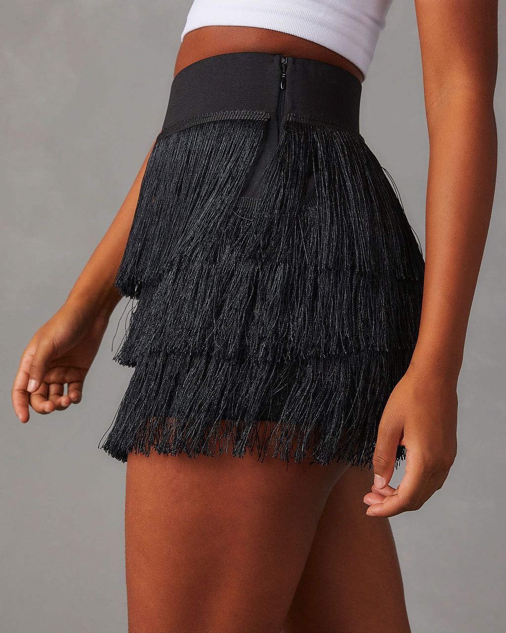Giuseppe Fringe Trim Mini Skirt - Black - SALE sold by Vici product image thumbnail 5