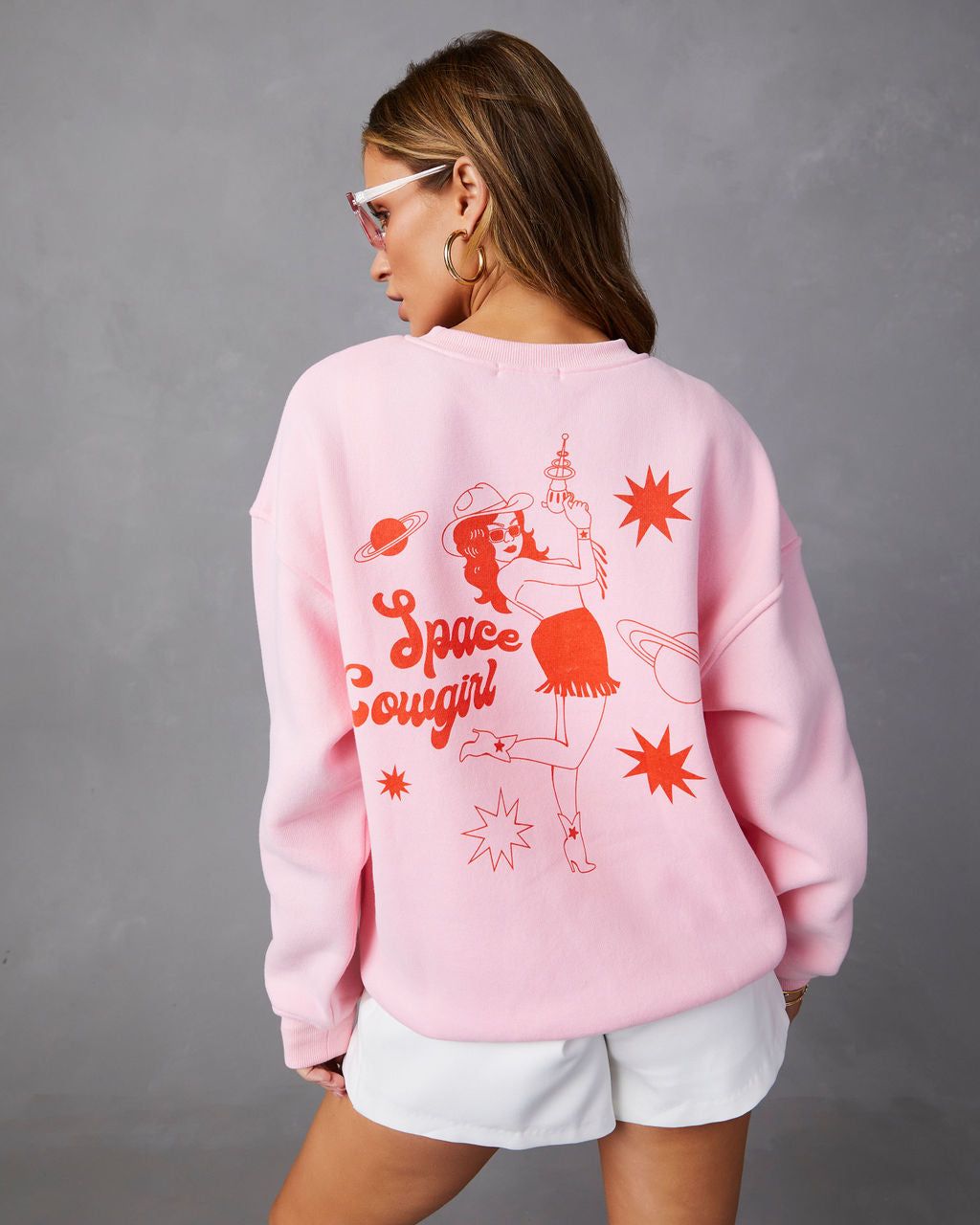 Space Cowgirl Crew Neck Pullover - Pink - FINAL SALE sold by Vici product image thumbnail 2