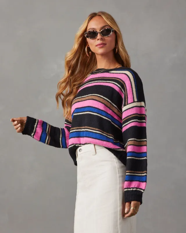 Cosmic Striped Pullover Sweater - Black sold by Vici