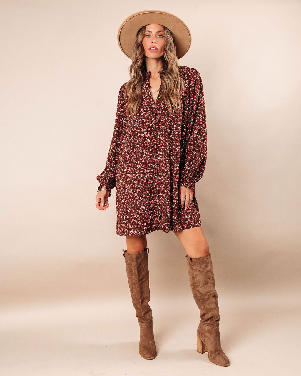 Grateful Hearts Floral Mini Dress sold by Vici