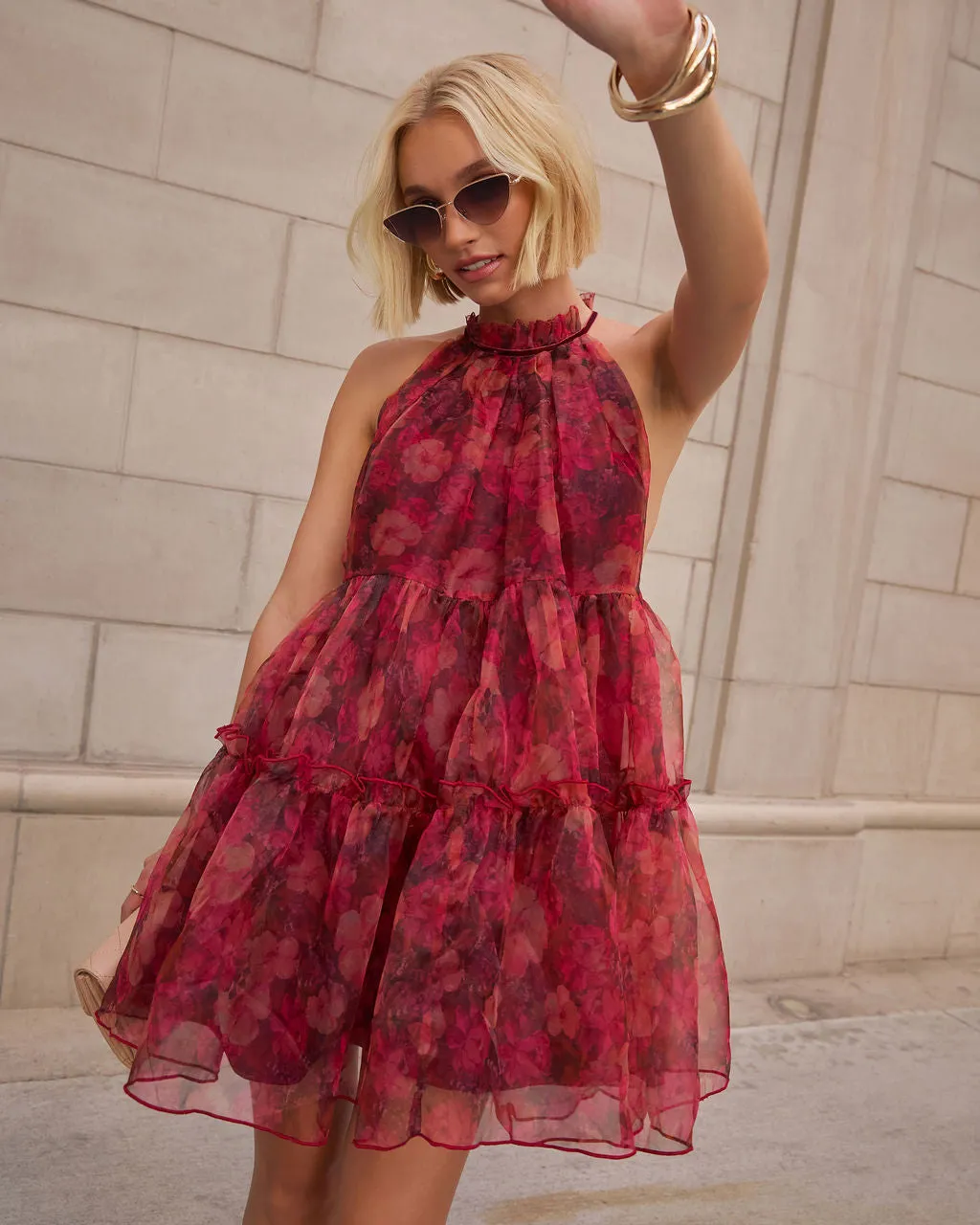 Tiny Dancer Floral Mesh Mini Dress sold by Vici product image thumbnail 5