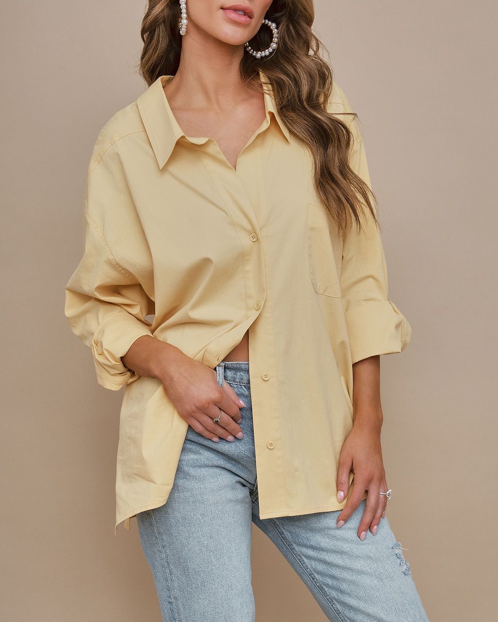 Frederica Cotton Button Down Top - Yellow - FINAL SALE sold by Vici product image thumbnail 2
