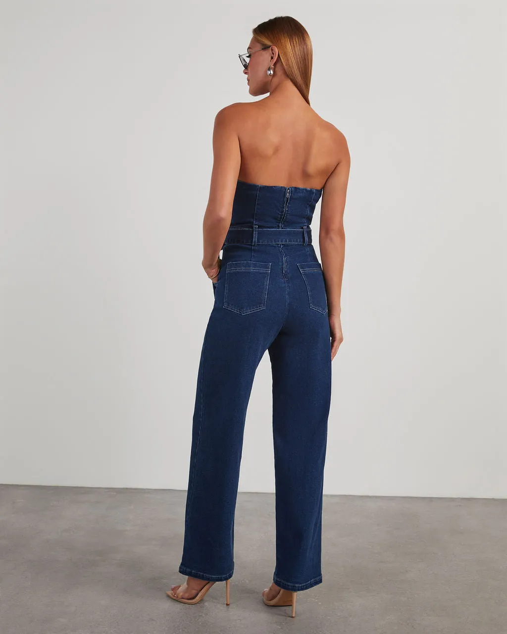 Kinney Strapless Denim Jumpsuit sold by Vici product image thumbnail 4