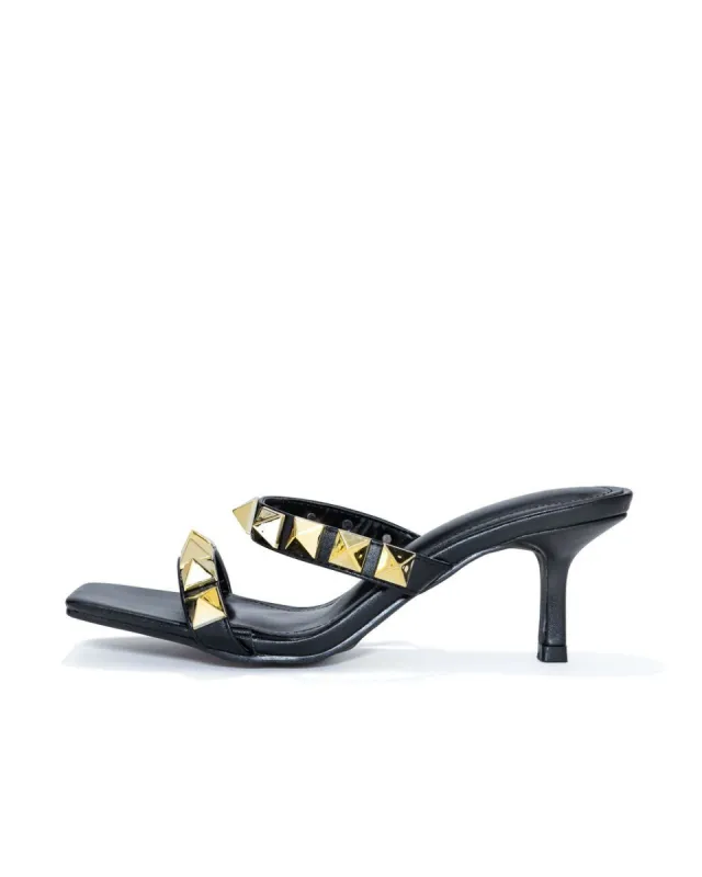 Mariah Square Toe Studded Kitten Heel - Black - FINAL SALE sold by Vici