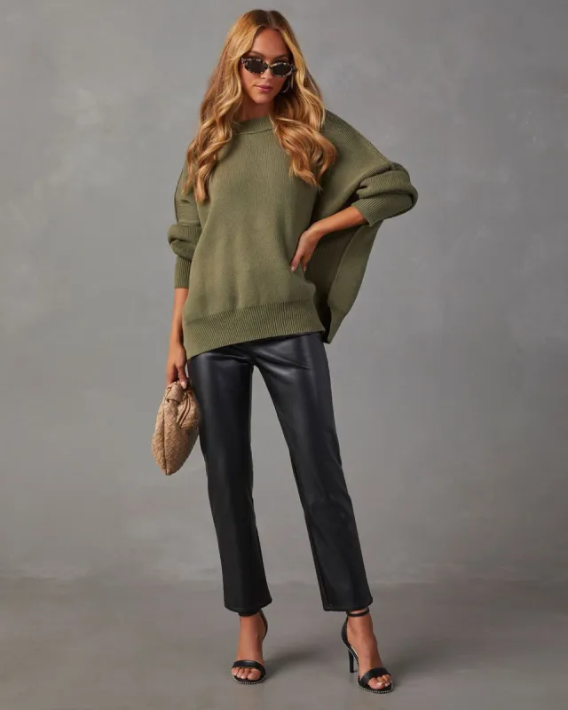 Elouise Knit Oversized Pullover Sweater - Olive sold by Vici