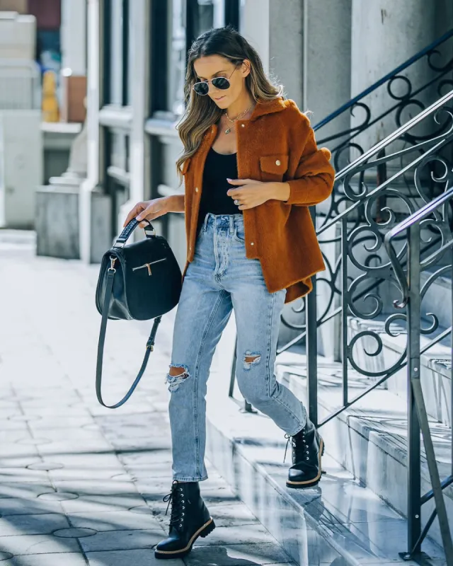 Aiden Fuzzy Knit Shacket - Camel - FINAL SALE sold by Vici