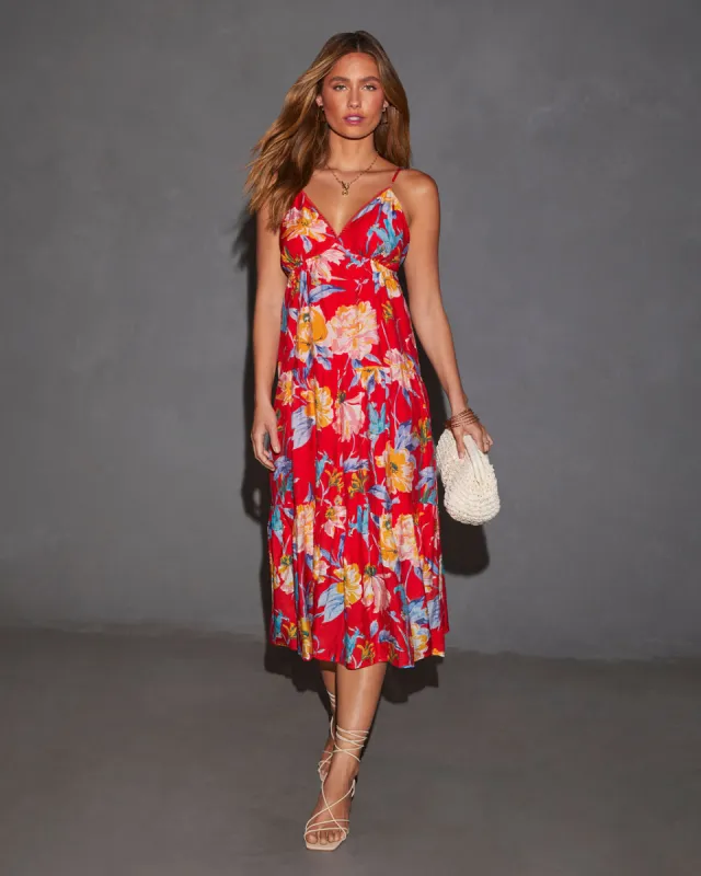 Cynthia Floral V-Neck Tiered Midi Dress sold by Vici