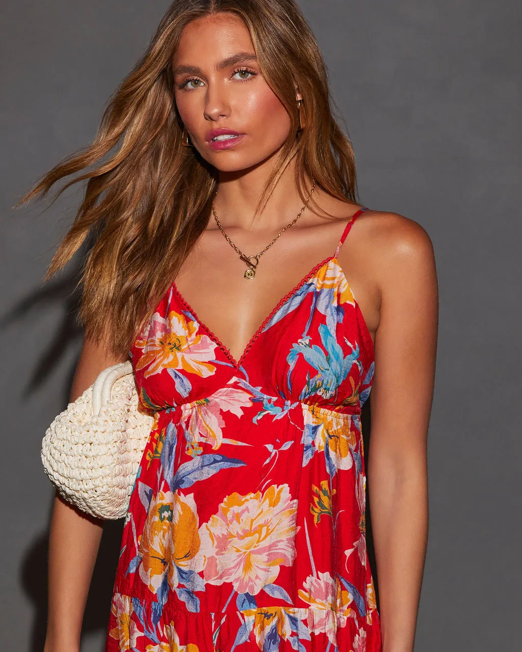 Cynthia Floral V-Neck Tiered Midi Dress sold by Vici product image thumbnail 2