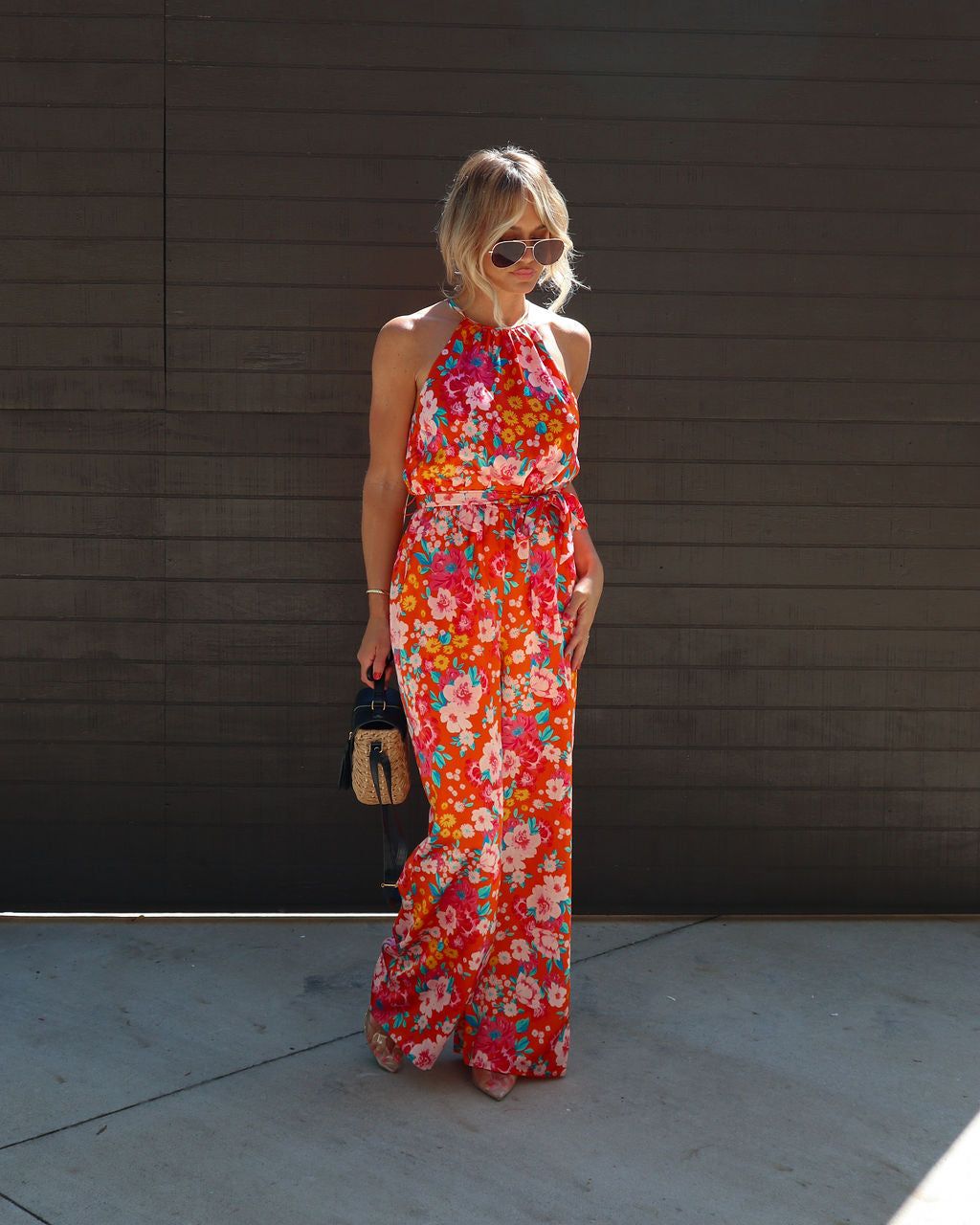 Kyoto Spring Floral Satin Halter Wide Leg Jumpsuit - FINAL SALE sold by Vici product image thumbnail 5