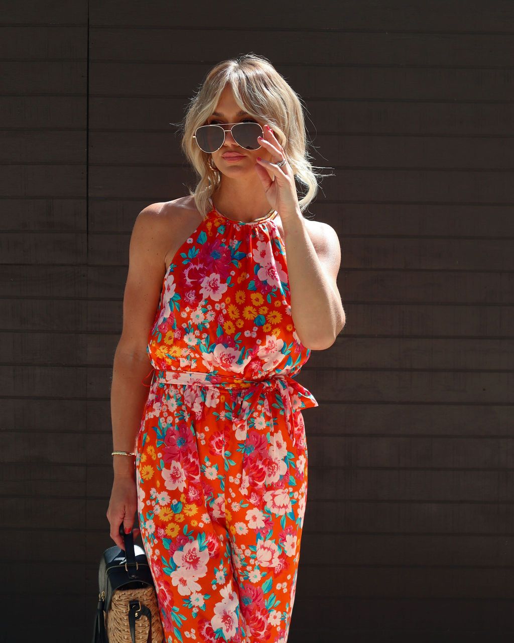 Kyoto Spring Floral Satin Halter Wide Leg Jumpsuit - FINAL SALE sold by Vici product image thumbnail 7