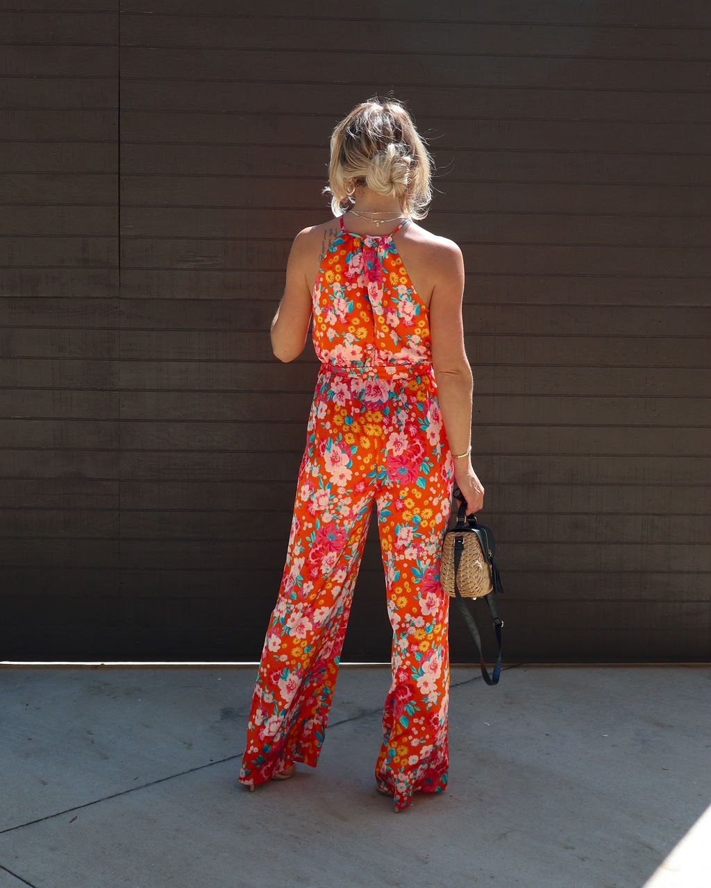 Kyoto Spring Floral Satin Halter Wide Leg Jumpsuit - FINAL SALE sold by Vici product image thumbnail 4