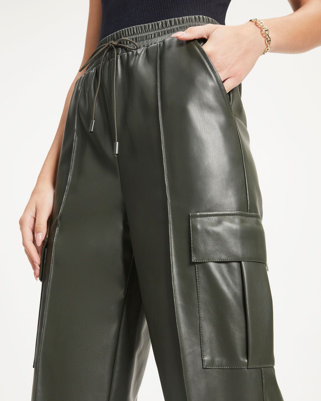 Explore The World Faux Leather Cargo Pants sold by Vici product image thumbnail 3