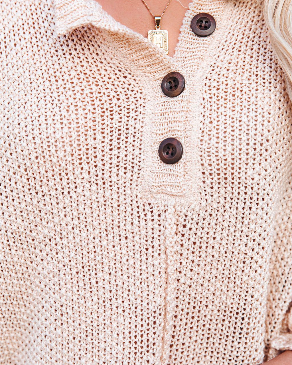 Stacey Knit Henley Sweater - Natural - FINAL SALE sold by Vici product image thumbnail 4
