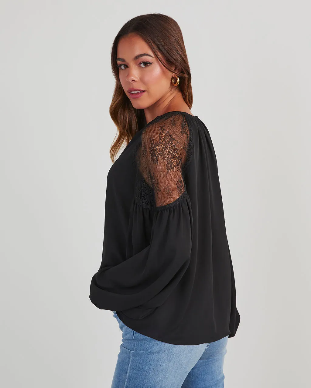 Isabelle Lace Trim Long Sleeve Top sold by Vici product image thumbnail 4