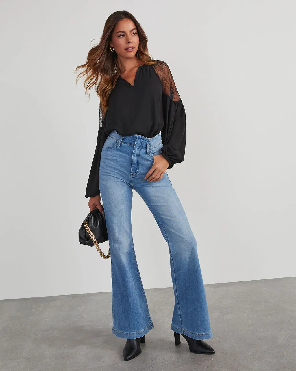 Isabelle Lace Trim Long Sleeve Top sold by Vici