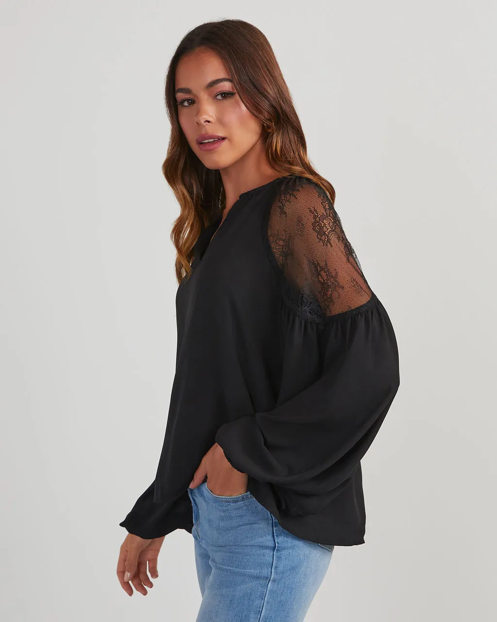 Isabelle Lace Trim Long Sleeve Top sold by Vici product image thumbnail 3