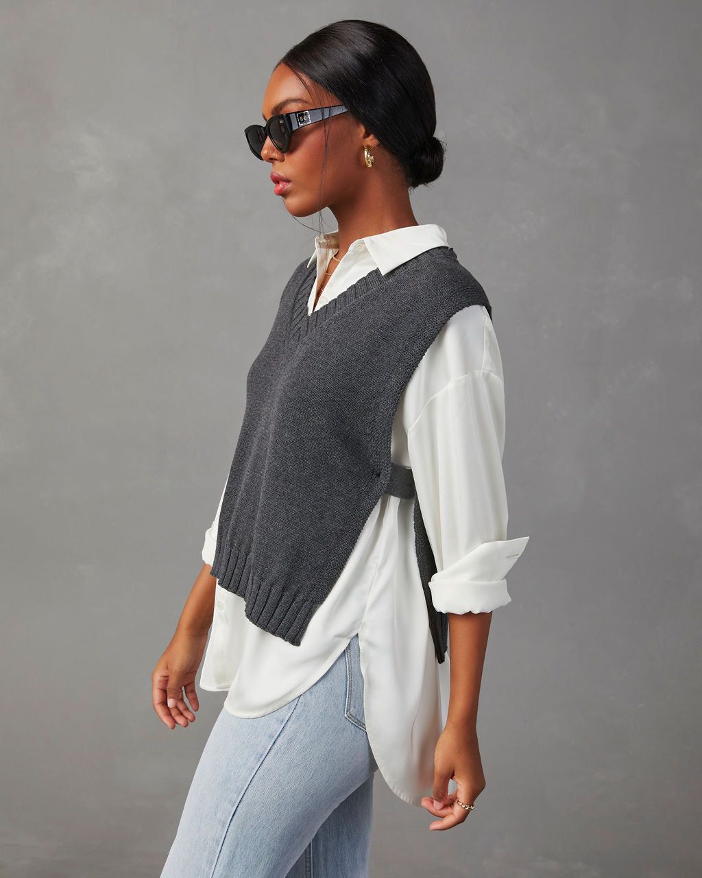 Chic On The Go Knit Sweater Vest - Charcoal - SALE sold by Vici product image thumbnail 3