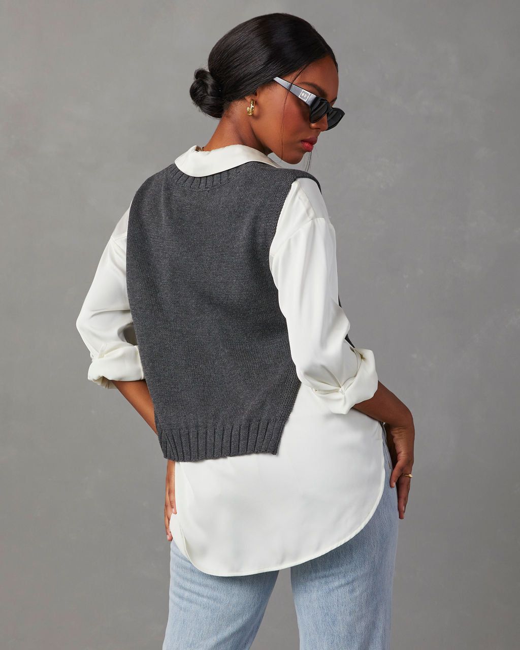 Chic On The Go Knit Sweater Vest - Charcoal - SALE sold by Vici product image thumbnail 4
