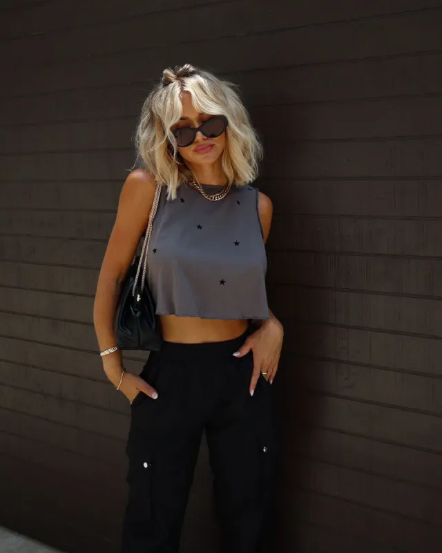 Tee It Up Cotton Crop Tank - Black - FINAL SALE sold by Vici