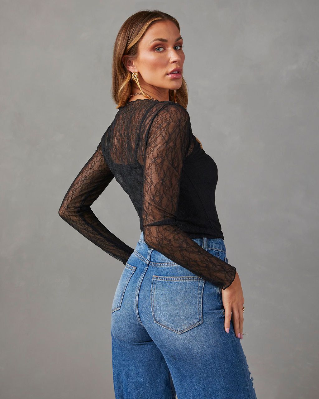 After Midnight Lace Long Sleeve Top - Black - SALE sold by Vici product image thumbnail 4